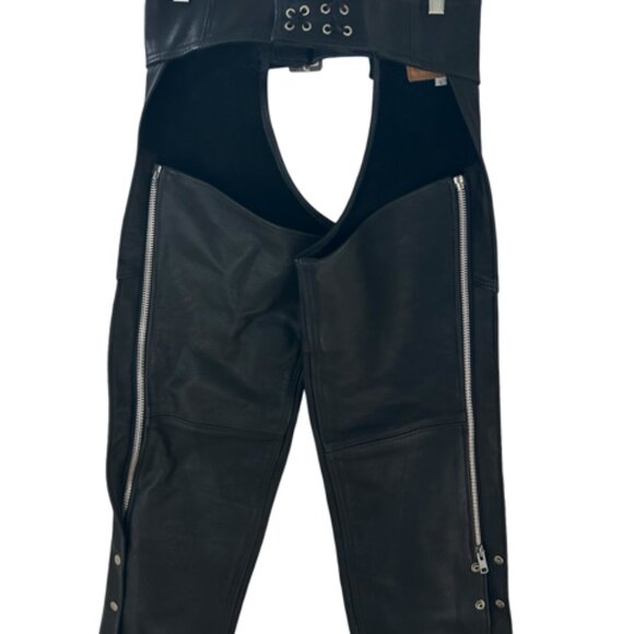 Walter Dyer VTG unisex Motorcycle leather chaps size L Made in USA - Picture 2 of 7